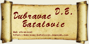 Dubravac Batalović vizit kartica